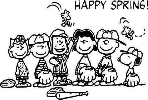 snoopy happy spring baseball coloring page wecoloringpagecom