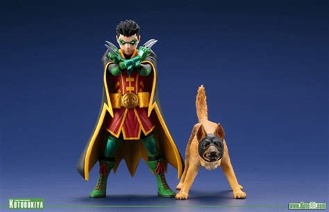 dc universe robin and ace the bat hound artfx statue 2 pack