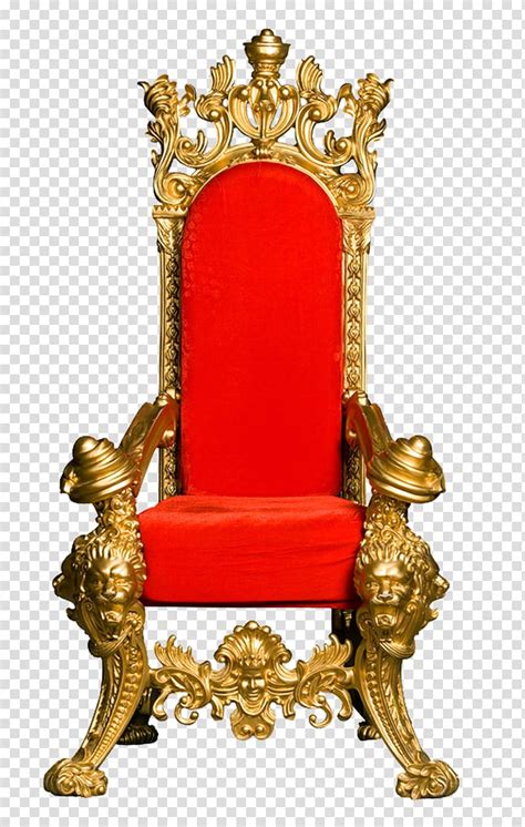 brown wooden throne lion throne chair throne transparent background