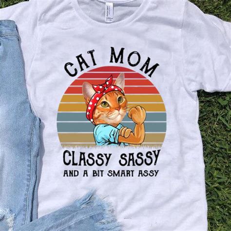 vintage cat mom classy sassy and a bit smart assy shirt hoodie