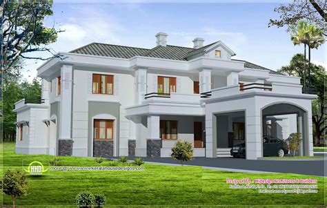 luxury colonial style home design  court yard home kerala plans