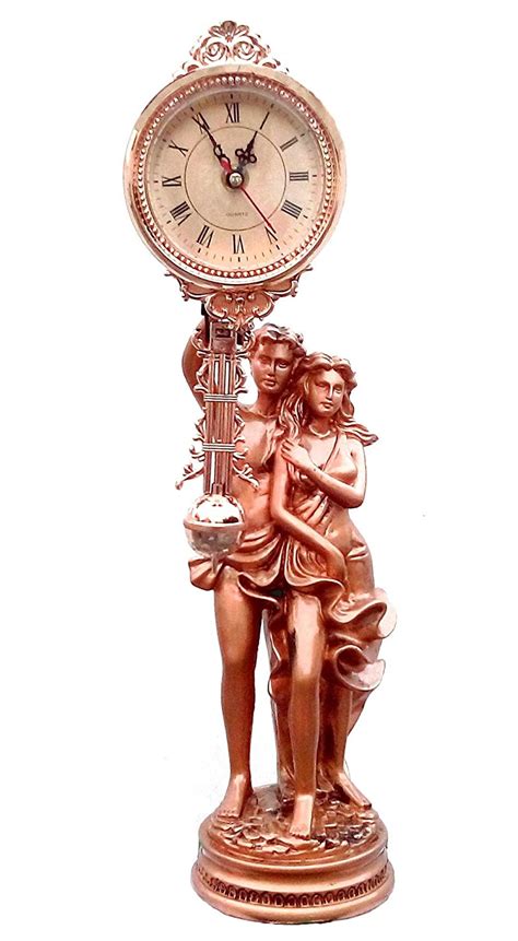 Vintage Bronzed French Swinger Couple Statue Pendulum Replica Clock 19