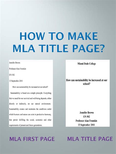 mla title page step  step