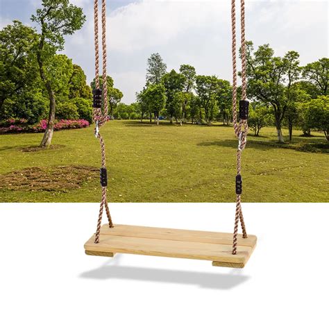 outdoor adult kids safety swing chair wooden tree swing seat  rope kids trapeze chair