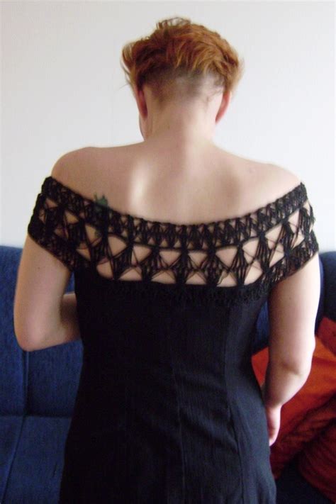 black dress with hairpin lace sewing projects