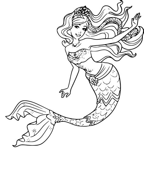 mermaid easy barbie colouring pages allesandra
