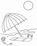 Umbrella Coloring Pages Beach Kids sketch template