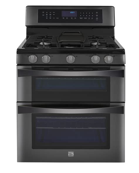 kenmore elite 76037 6 1 cu ft double oven gas range w convection cooking black stainless