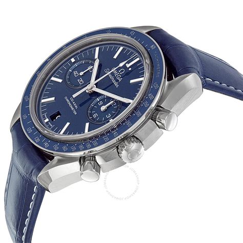 omega speedmaster moonwatch chronograph blue dial mens