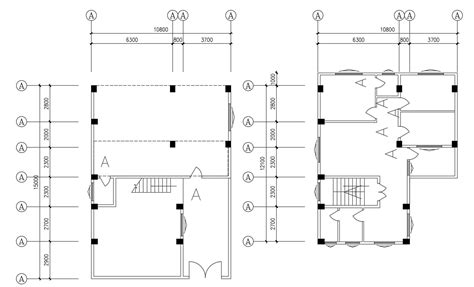 column layout plan  house design autocad file  cadbull