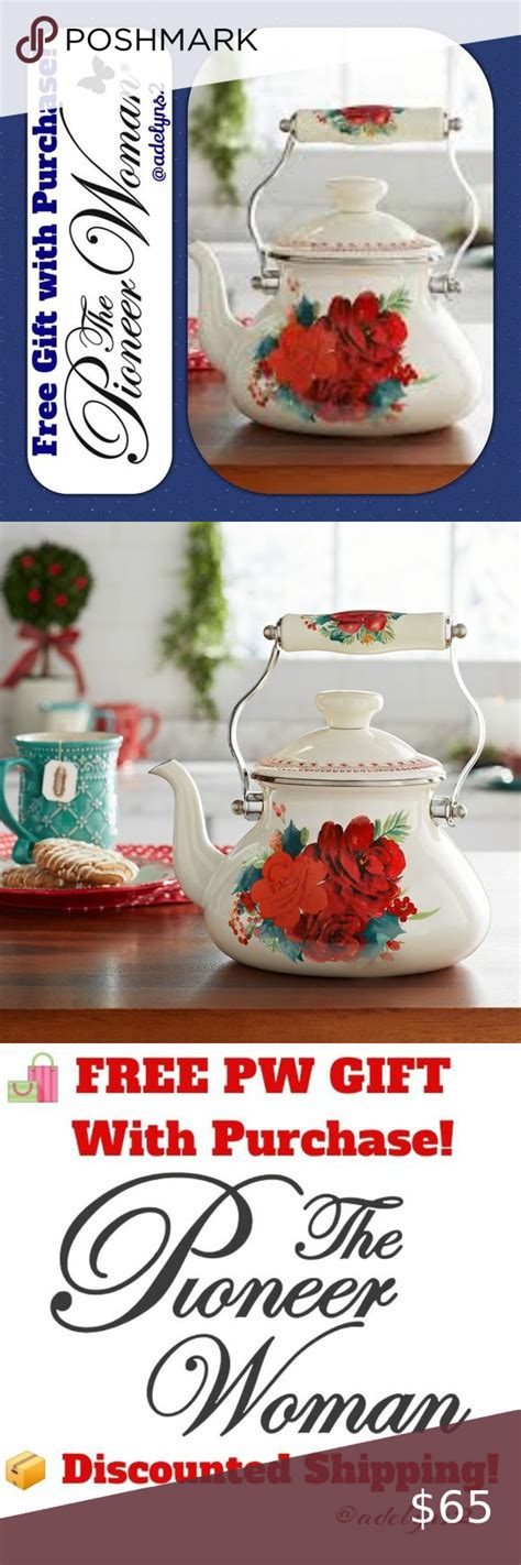 🌺 New Pioneer Woman Cheerful Rose Whistling Tea Kettle Pot Whistling