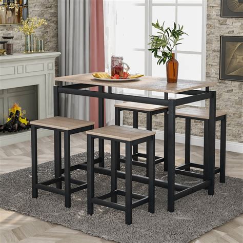 piece kitchen counter height table set industrial dining table