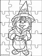 Halloween Jigsaw Puzzles Coloring Pages Printables Cut Kids sketch template