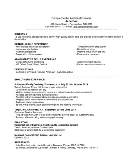 dental assistant resume examples  samples examples format