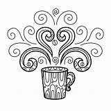 Zentangle Koffiemok Patroon Mug Illustratie Adults sketch template