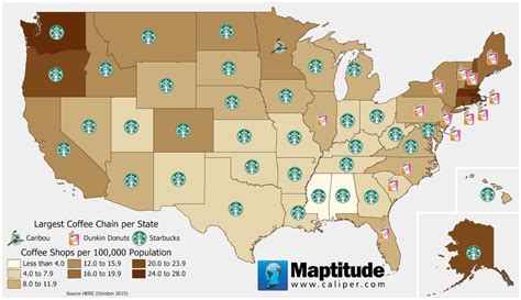maptitude map coffee shops by state
