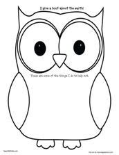 give  hoot dont pollute earth day writing prompt craft owl coloring