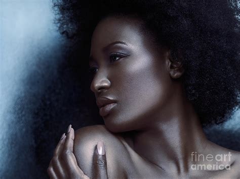 Beauty Portrait Of Beautiful Black Woman Face With Silvery Skin