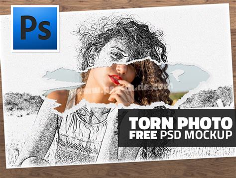 ripped  torn paper effect photoshop  psd mockup psddude