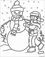Snowman Boy Coloring Pages Making Online Color Coloringpagesonly sketch template