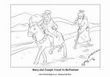 Bethlehem Journey Colouring Mary Joseph Nativity Coloring Pages Template Activity Christmas Going sketch template
