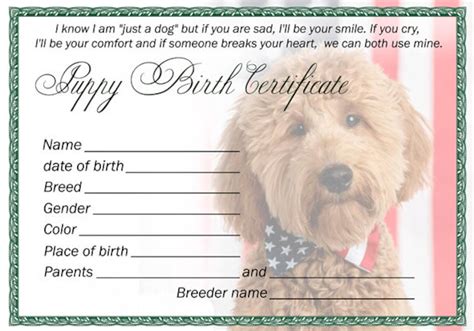 printable puppy birth certificate  goldendoodles  funny etsy