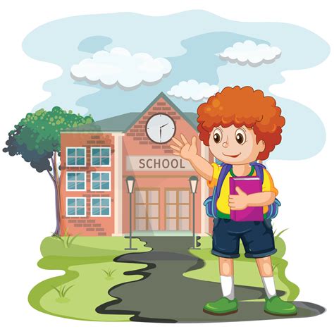 cute cartoon boy   school   backpack vector illustration