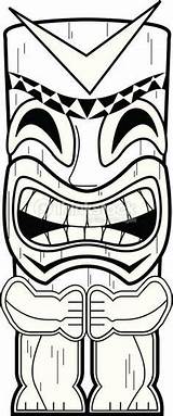 Tiki Coloring Pages Totem Mask Pole Drawing Template Printable Survivor Hawaiian Luau Vector Masks Tikki Party Para Clip Theme Poles sketch template