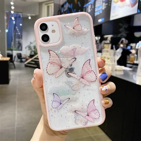 bling glitter butterfly phone case cover for iphone 12 11 pro max xs xr