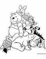 Pooh Winnie Coloring Friends Pages Disney Bear Book Colouring Disneyclips Drawing Printable Group Kids Tigger Eeyore Drawings Piglet Christmas Line sketch template