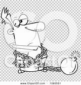 Predicament Chained Outlined Bomb Illustration Man Royalty Clipart Vector Toonaday Clip sketch template