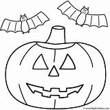 Coloring Halloween Pumpkin Bats Lantern Jack Pumpkins sketch template