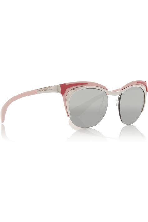 prada cat eye acetate sunglasses in silver pink lyst