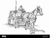 Horse Carriage Drawn Illustration Vector Drawing Hand Isolated Stock Monochrome Coachman Whi Sketch Color Alamy Cut sketch template
