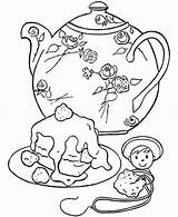 Coloring Pages Tea Party Teapot Kids Birthday Cake Print Printable Color Cup Teacup Book Colouring Parties Princess Time Adult High sketch template