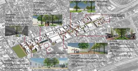 sustainable urban corridor block pattern  underutilized space  upper king street district