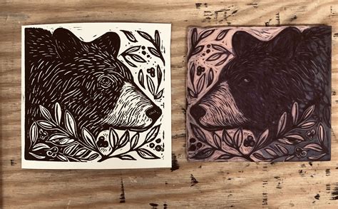 linoleum block printing printmaking moose art original artwork