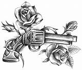 Gun Roses Tattoo Guns Rose Tattoos Thigh Drawing Sketch Coloring Drawings Ribbon Tatouage Dessin Revolver Tatouages Designs Cool Simple Sleeve sketch template