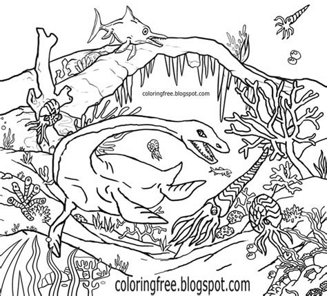 coloring pages aquatic dinosaurs monster coloring pages ocean