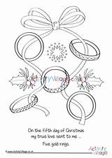 Rings Colouring Five Gold Pages Coloring Christmas Ebenezer Scrooge Carols Village Activity Explore Theme Printable Getcolorings Activityvillage sketch template
