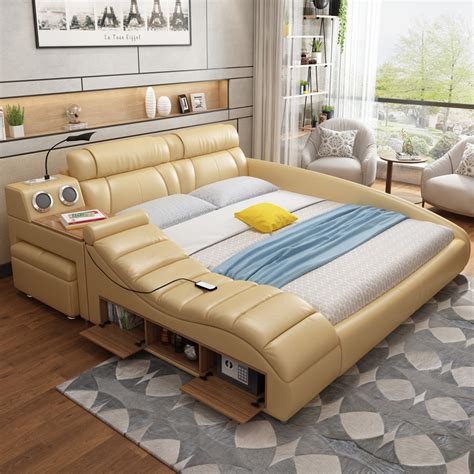 Leather Bed Smart Massage Modern Minimalist Tatami Bed