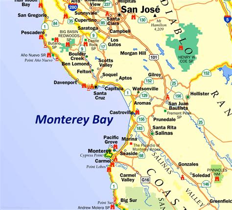 monterey bay area tourist map ontheworldmapcom