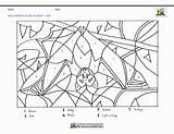 Halloween Color Number Coloring Math Worksheets Printable Bat Colouring Pages Worksheet Addition Calculated Christmas Pdf Maths Colour sketch template