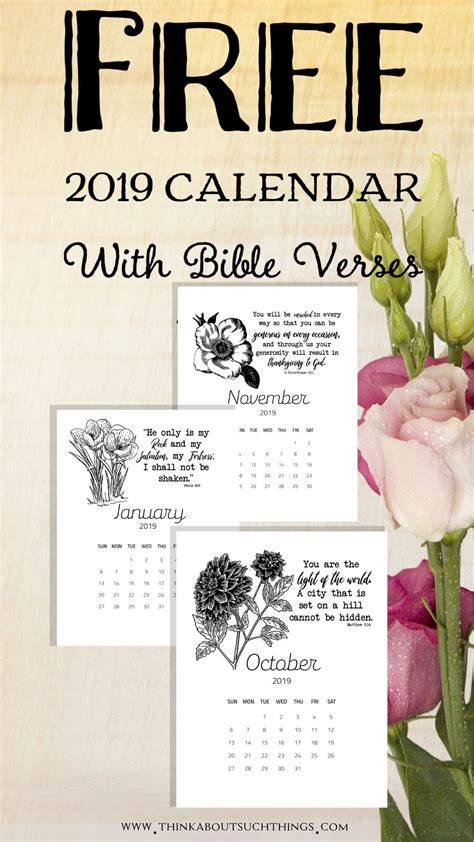 floral calendar  bible verses printable super cute