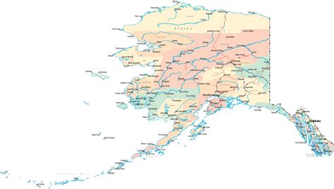large detailed road  administrative map  alaska alaska large detailed road