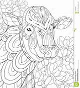Ontspannen Koe Bloemenachtergrond Leuke Volwassen Kleurende Lijn Rilassarsi Precedenti Mucca Sveglia sketch template