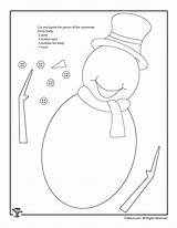 Snowman Cut Activity Color Winter Kids Paste Activities Sheets Print Trace Worksheets Crafts Woojr sketch template