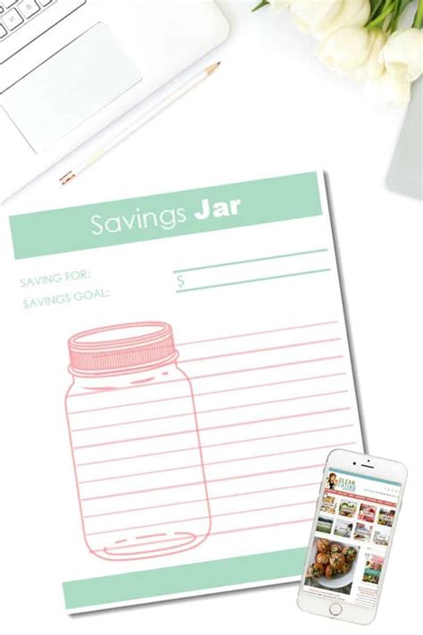 printable savings tracker  clean eating  kids