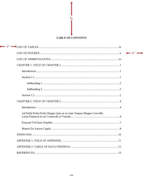 table  contents template purdue owl style word   contents