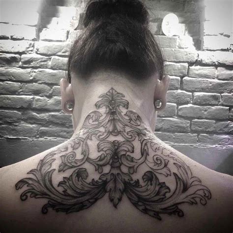 Baroque Tattoo On Back Of Neck Sexytattoos Neck Tattoos Women Back